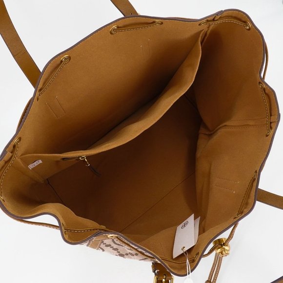 Tory Burch T Monogram Jacquard Tote Hazel Brown - Picture 6 of 13